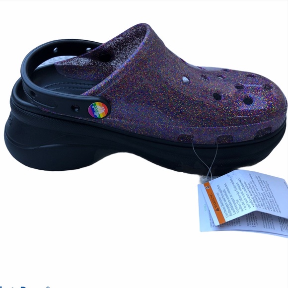 CROCS CLASSIC BAE PRIDE TRANSLUCENT GLITTER  SZ 7 - Picture 3 of 5